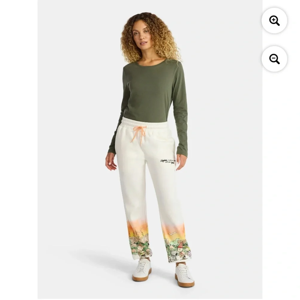 Peanuts Women’s Winter White Graphic Jogger Pants XXL NWT